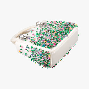 Pre-owned Christian Dior Lady Dior White×Multicolor Satin × Sequin × Bead Embellishments  shoulderbag | stylenewstar