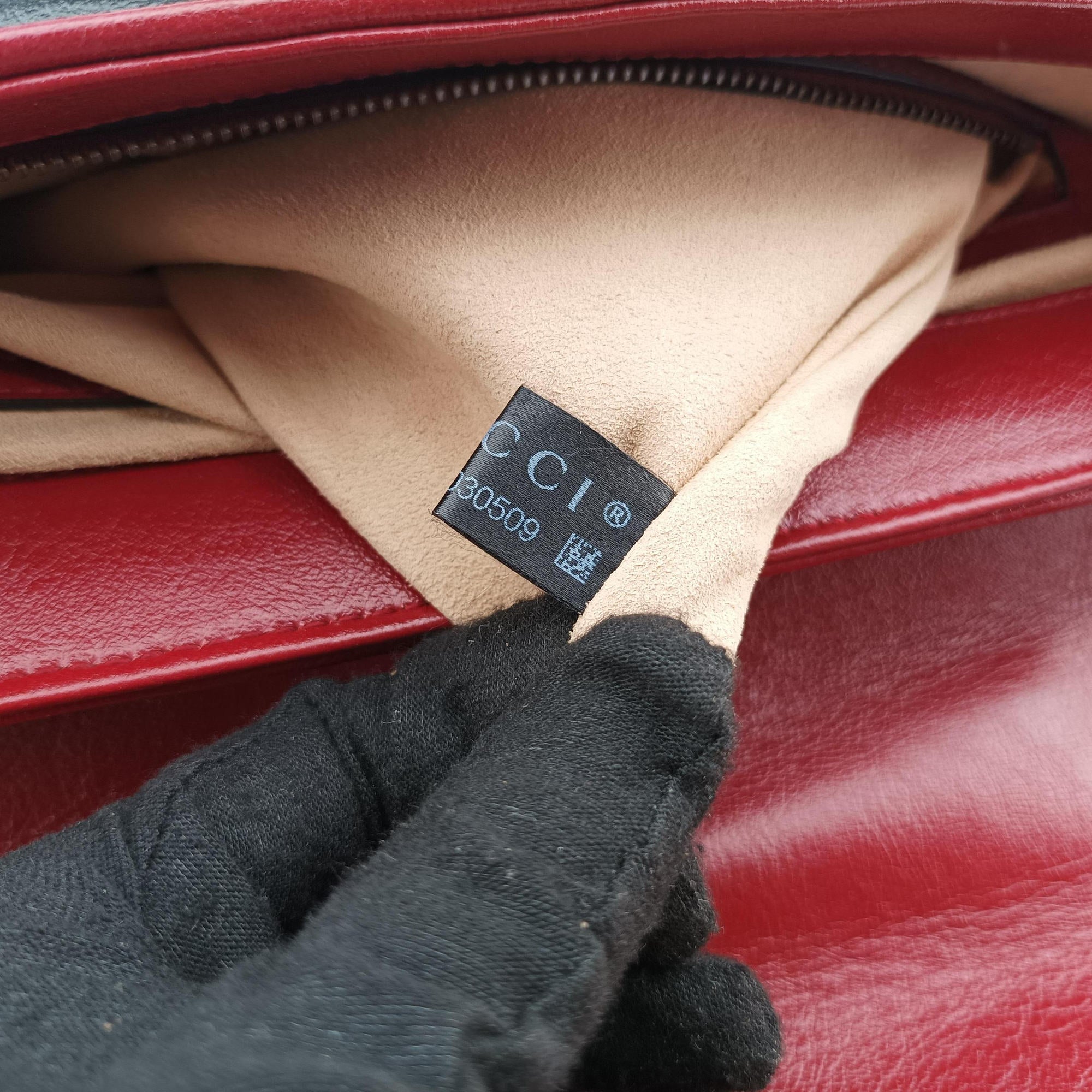 Secondhand Gucci GG Marmont Black×red Leather 498109 shoulderbag | stylenewstar