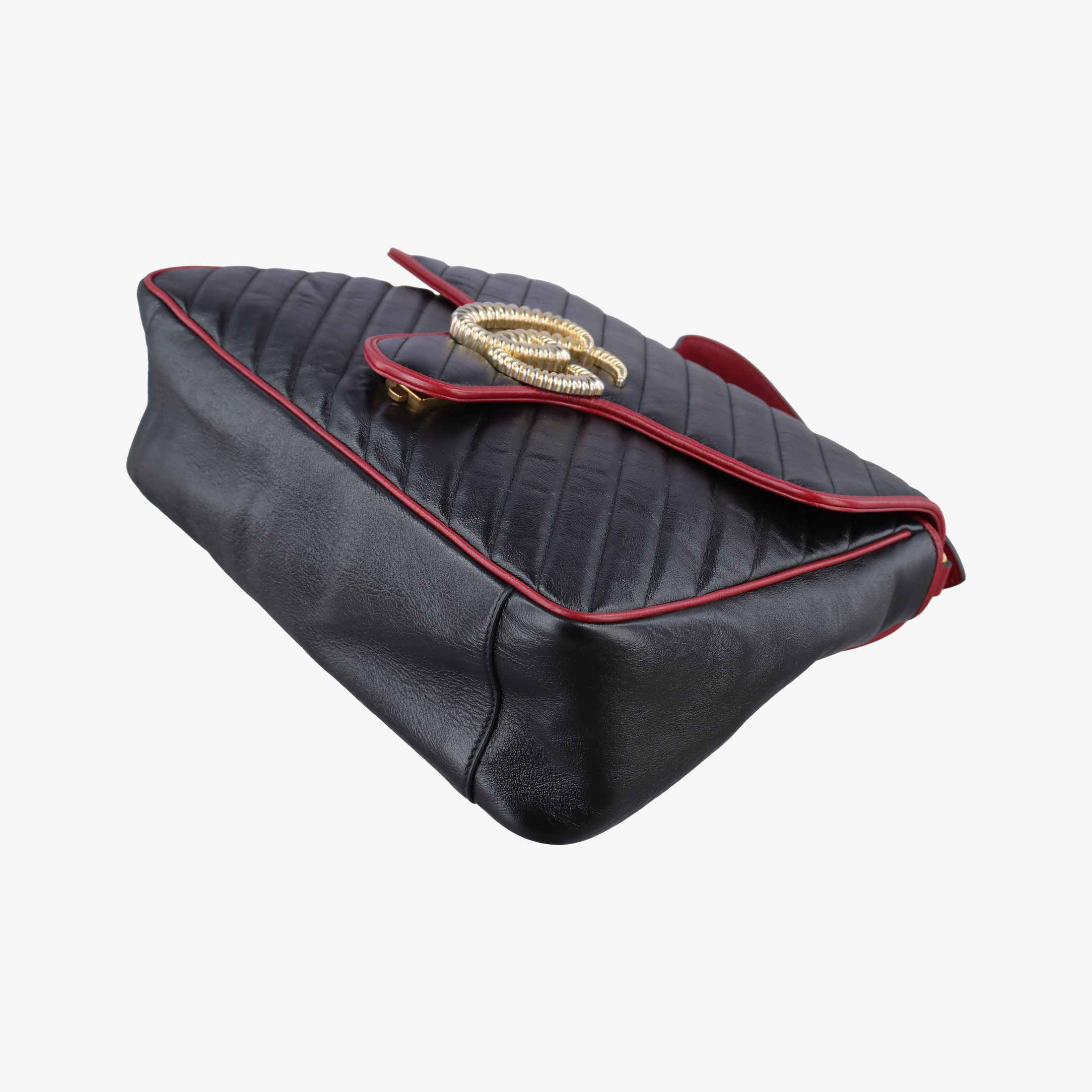 Secondhand Gucci GG Marmont Black×red Leather 498109 shoulderbag | stylenewstar