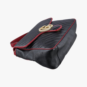 Secondhand Gucci GG Marmont Black×red Leather 498109 shoulderbag | stylenewstar