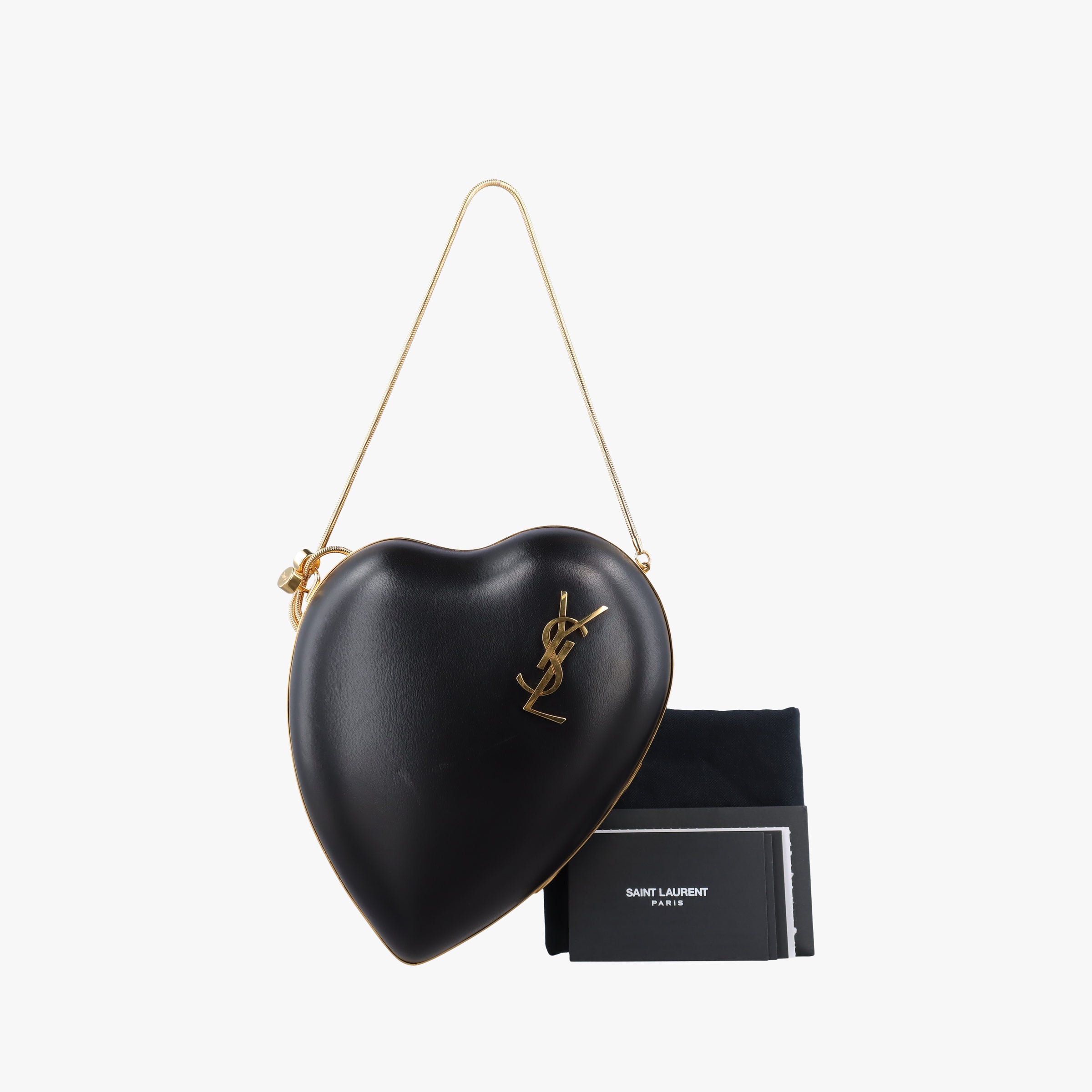 Secondhand Yves Saint Laurent Love Box Heart Black Leather 466212 shoulderbag | stylenewstar