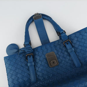 Secondhand Bottega Veneta Roma Intrecciato Blue lambskin  shoulderbag | stylenewstar