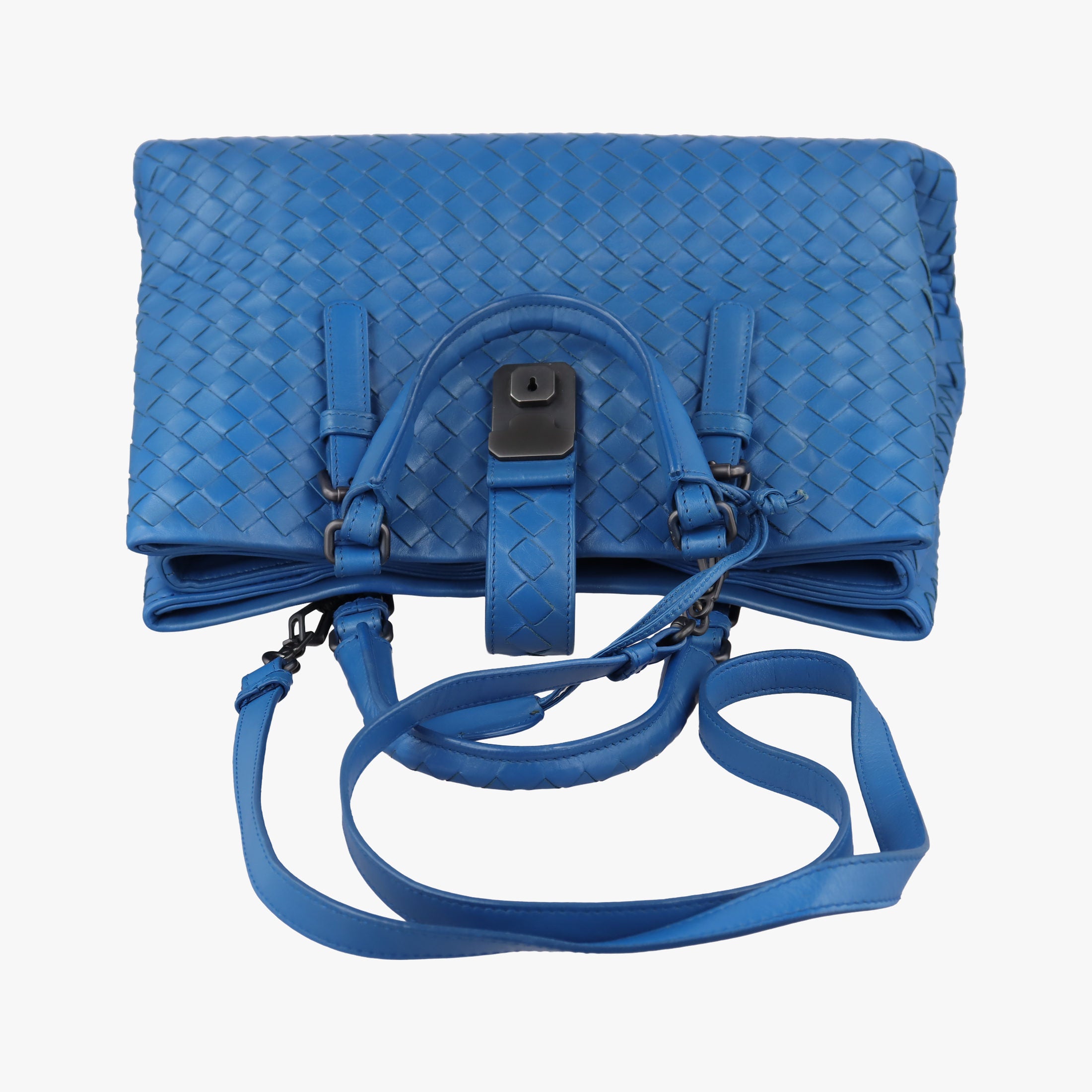 Secondhand Bottega Veneta Roma Intrecciato Blue lambskin  shoulderbag | stylenewstar