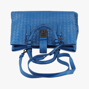 Secondhand Bottega Veneta Roma Intrecciato Blue lambskin  shoulderbag | stylenewstar