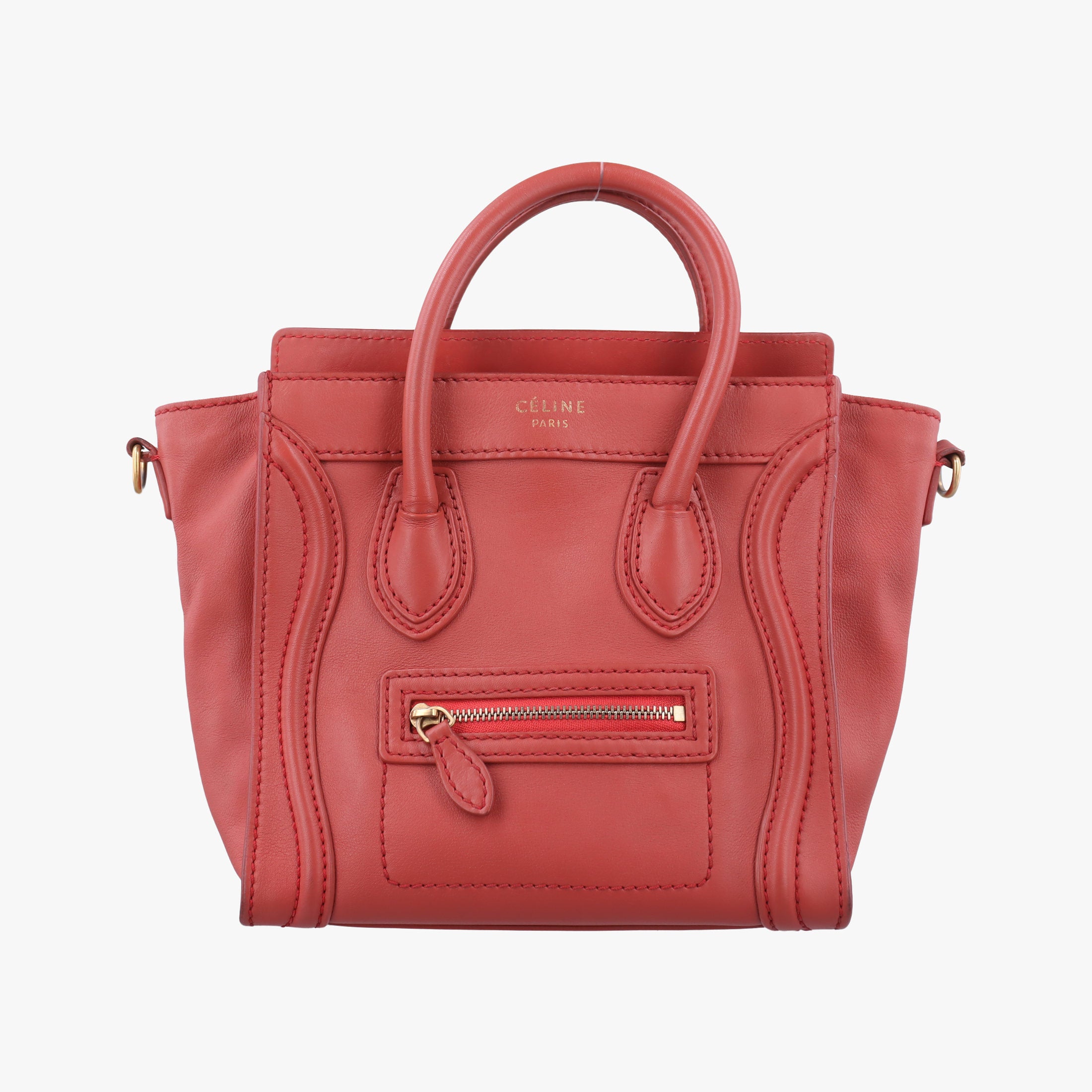Vintage Celine Luggage Mini Shopper Red Leather  handbag | stylenewstar