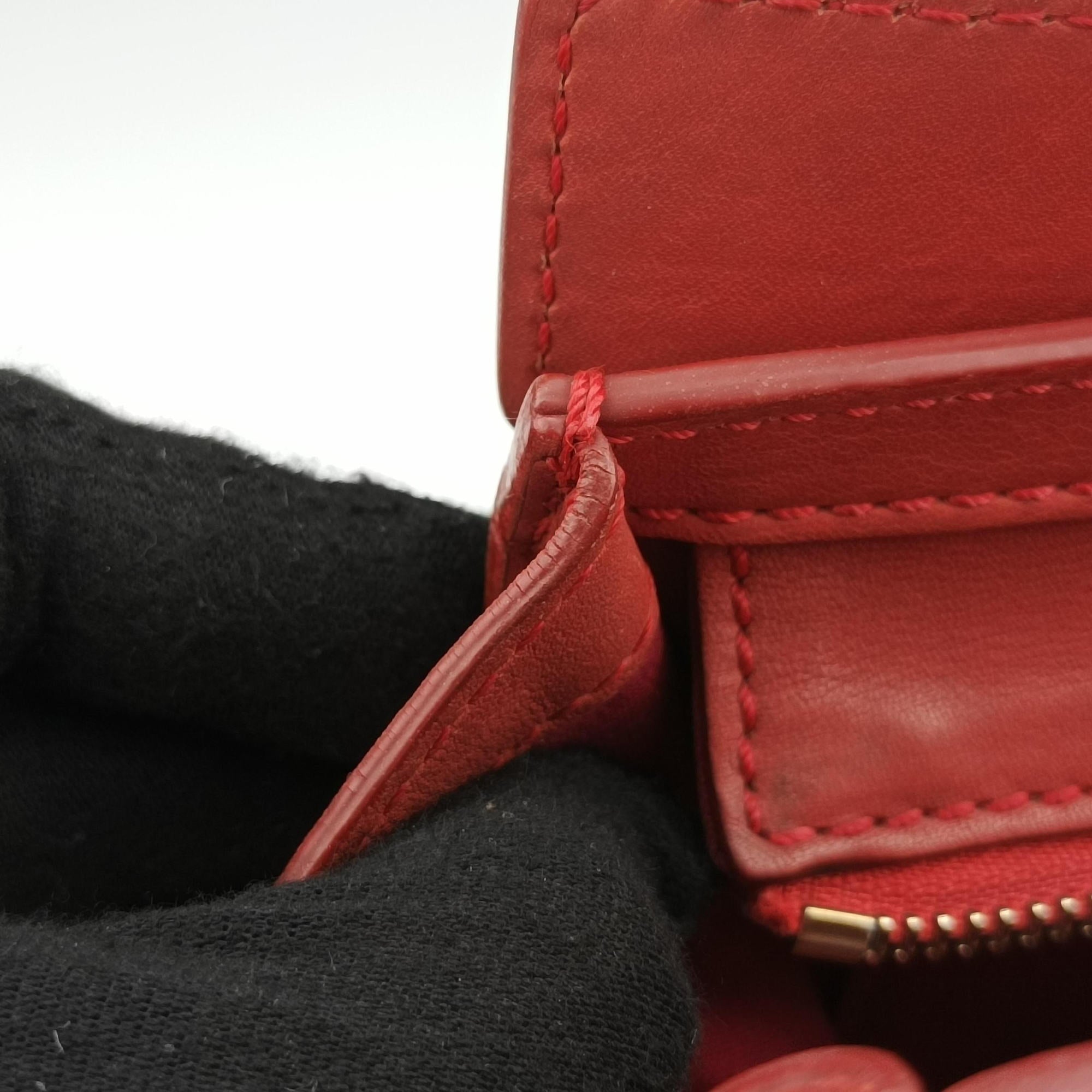 Vintage Celine Luggage Mini Shopper Red Leather  handbag | stylenewstar