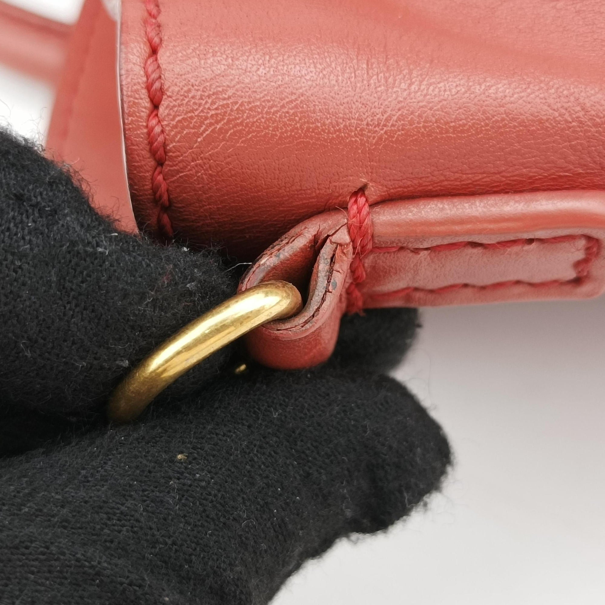 Vintage Celine Luggage Mini Shopper Red Leather  handbag | stylenewstar