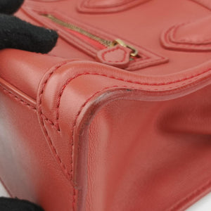 Vintage Celine Luggage Mini Shopper Red Leather  handbag | stylenewstar