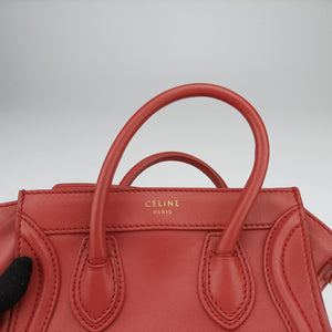 Vintage Celine Luggage Mini Shopper Red Leather  handbag | stylenewstar