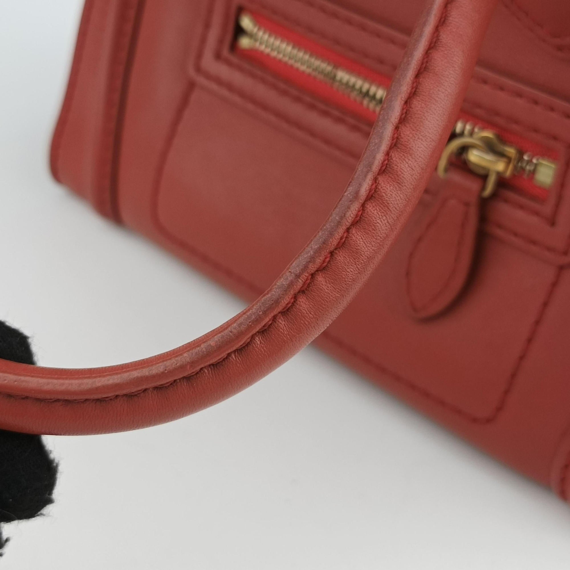 Vintage Celine Luggage Mini Shopper Red Leather  handbag | stylenewstar
