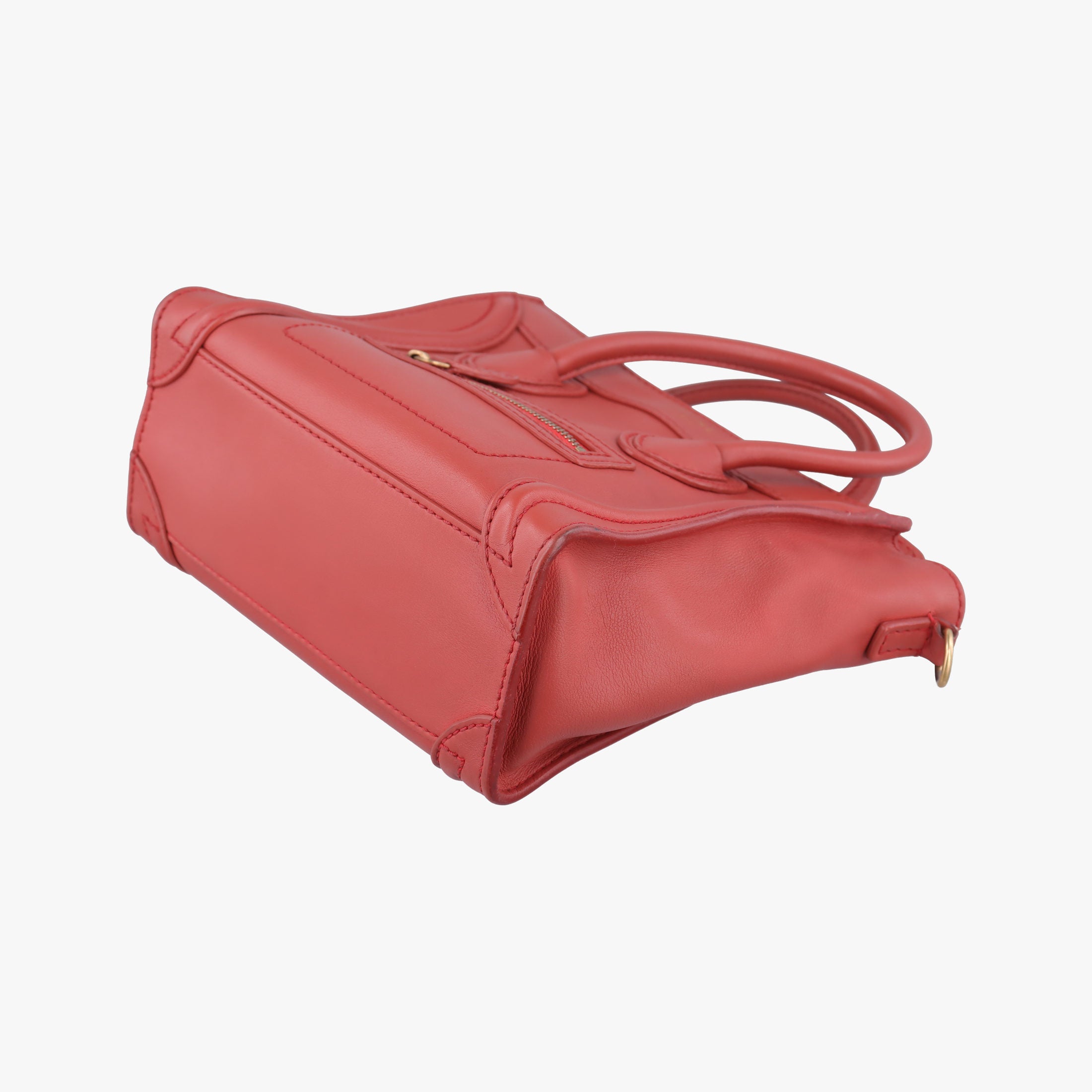 Vintage Celine Luggage Mini Shopper Red Leather  handbag | stylenewstar