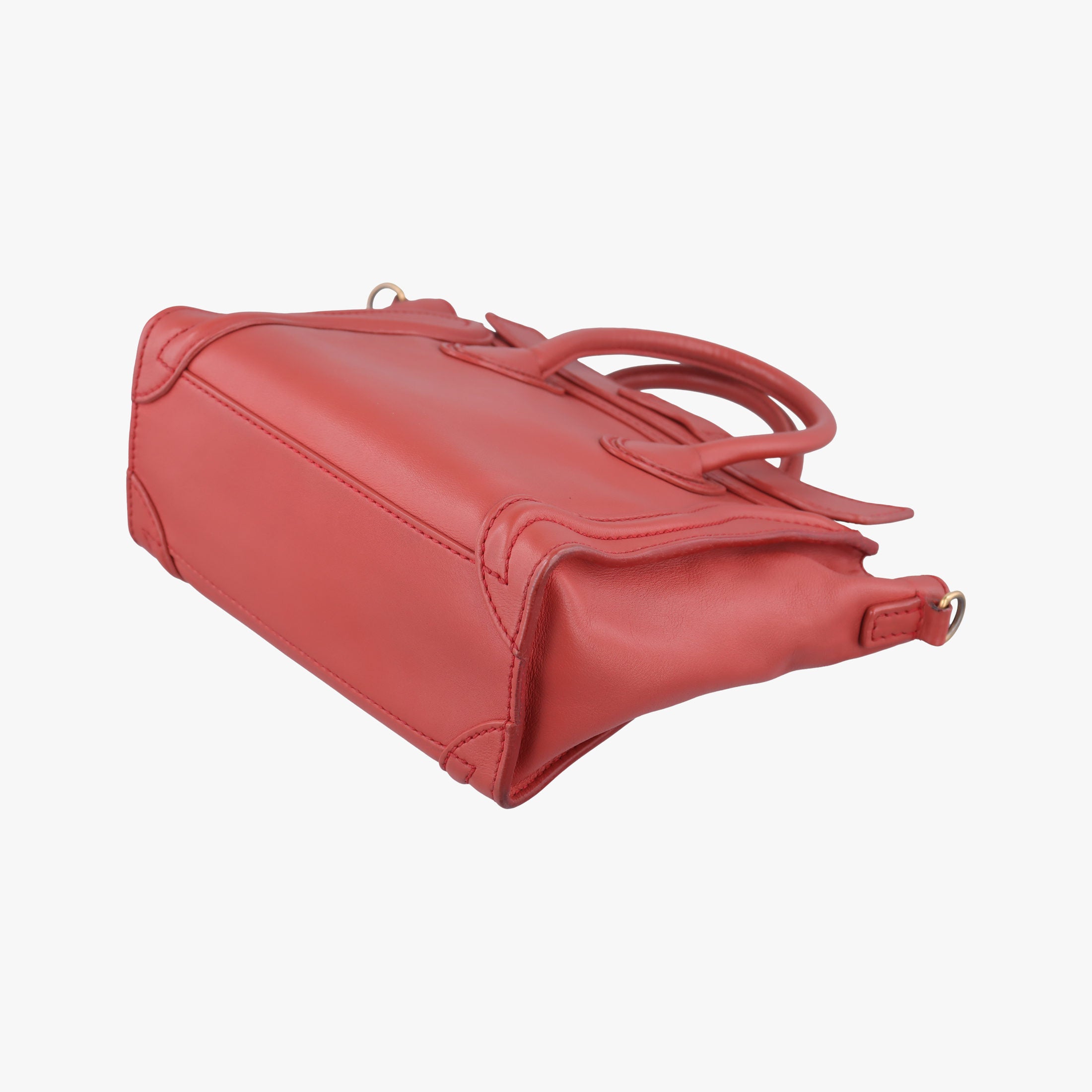 Vintage Celine Luggage Mini Shopper Red Leather  handbag | stylenewstar