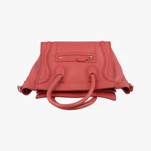 Vintage Celine Luggage Mini Shopper Red Leather  handbag | stylenewstar