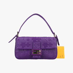 Pre-owned Fendi BAGUETTE Purple Leather 8BR600 shoulderbag | stylenewstar