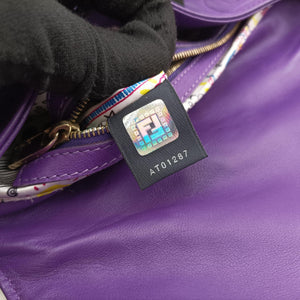 Pre-owned Fendi BAGUETTE Purple Leather 8BR600 shoulderbag | stylenewstar