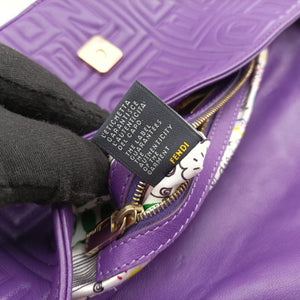 Pre-owned Fendi BAGUETTE Purple Leather 8BR600 shoulderbag | stylenewstar