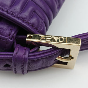 Pre-owned Fendi BAGUETTE Purple Leather 8BR600 shoulderbag | stylenewstar