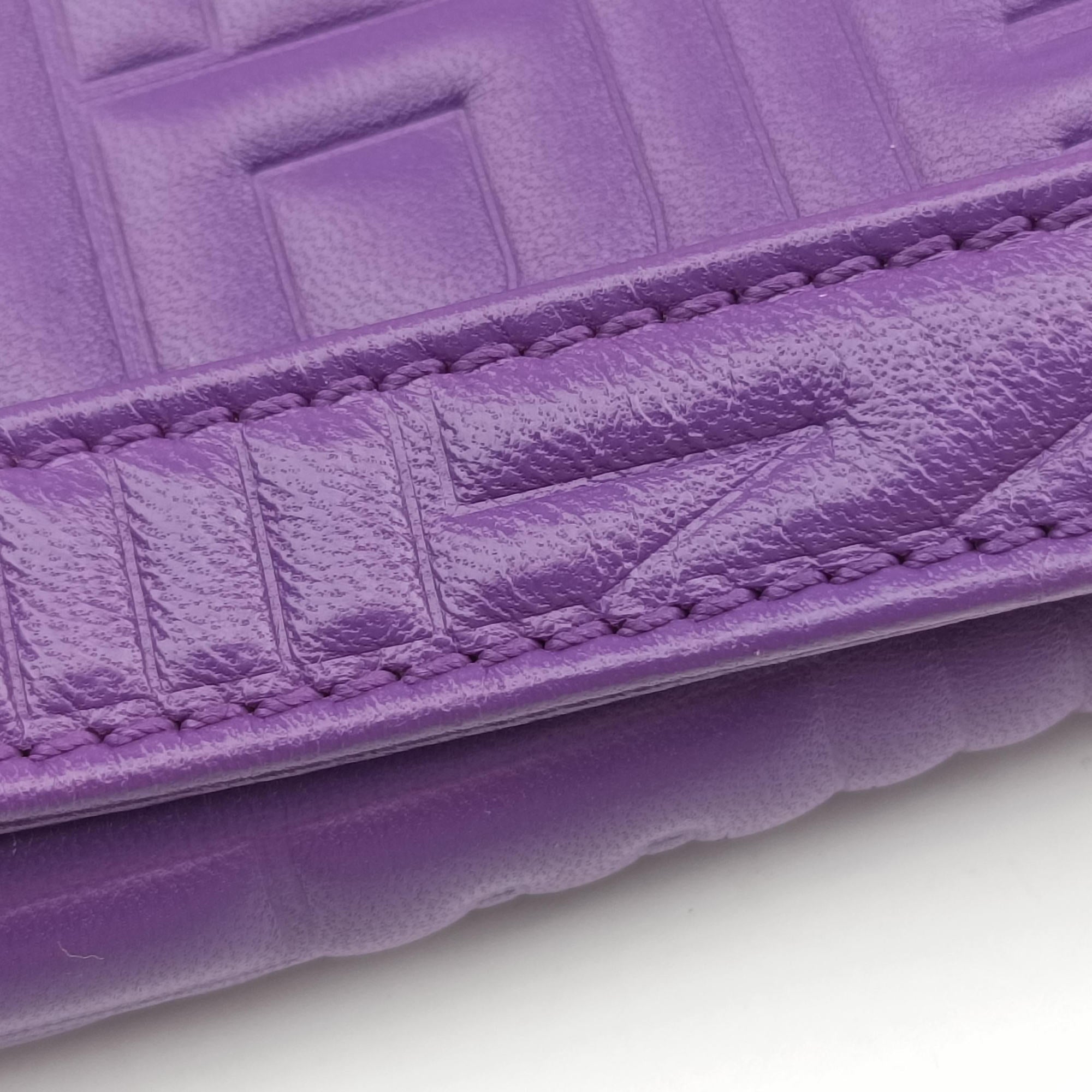 Pre-owned Fendi BAGUETTE Purple Leather 8BR600 shoulderbag | stylenewstar
