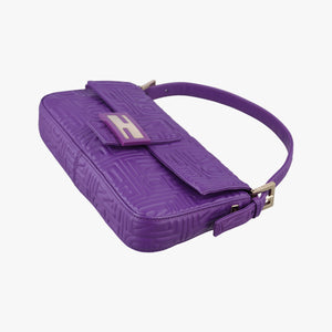 Pre-owned Fendi BAGUETTE Purple Leather 8BR600 shoulderbag | stylenewstar