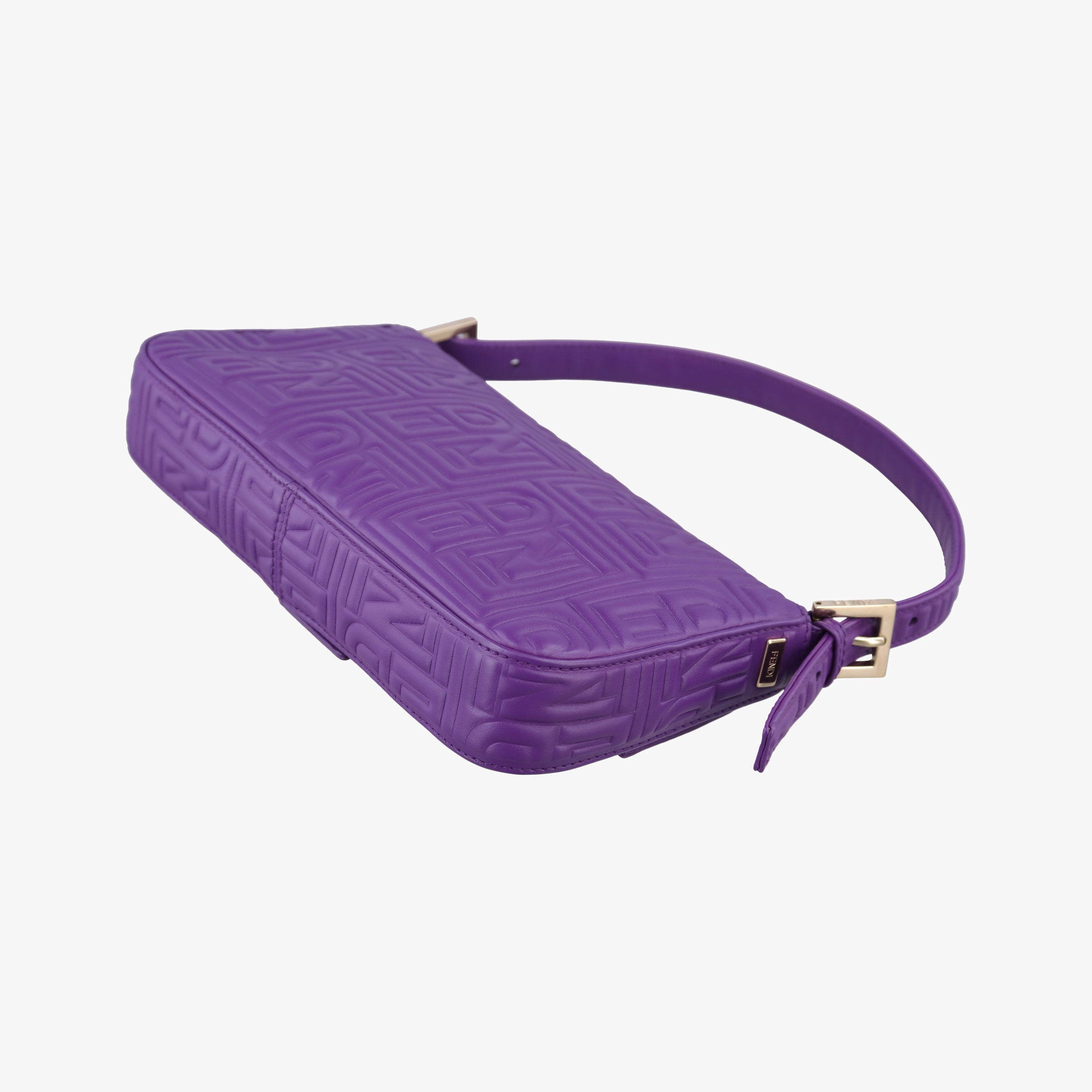 Pre-owned Fendi BAGUETTE Purple Leather 8BR600 shoulderbag | stylenewstar