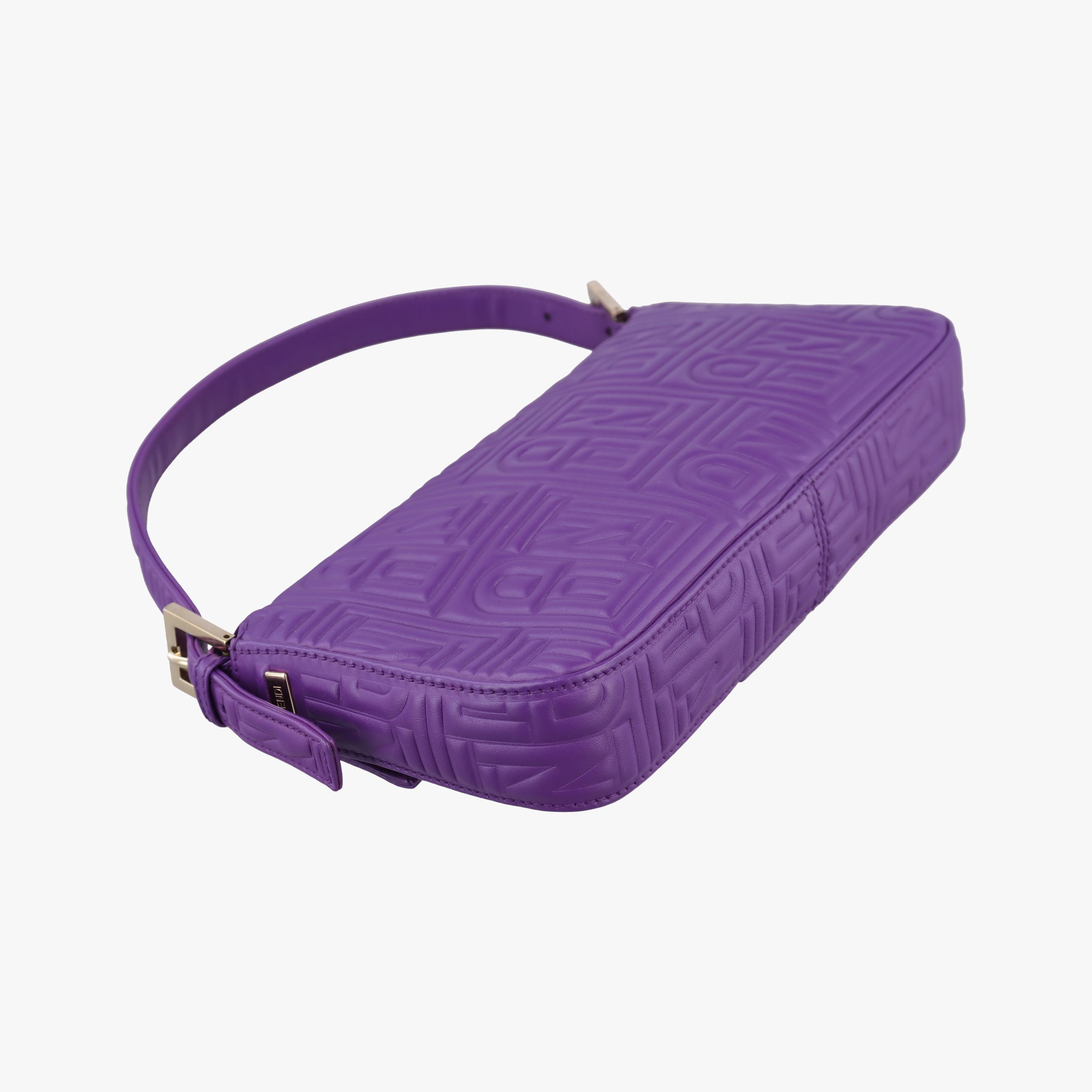 Pre-owned Fendi BAGUETTE Purple Leather 8BR600 shoulderbag | stylenewstar