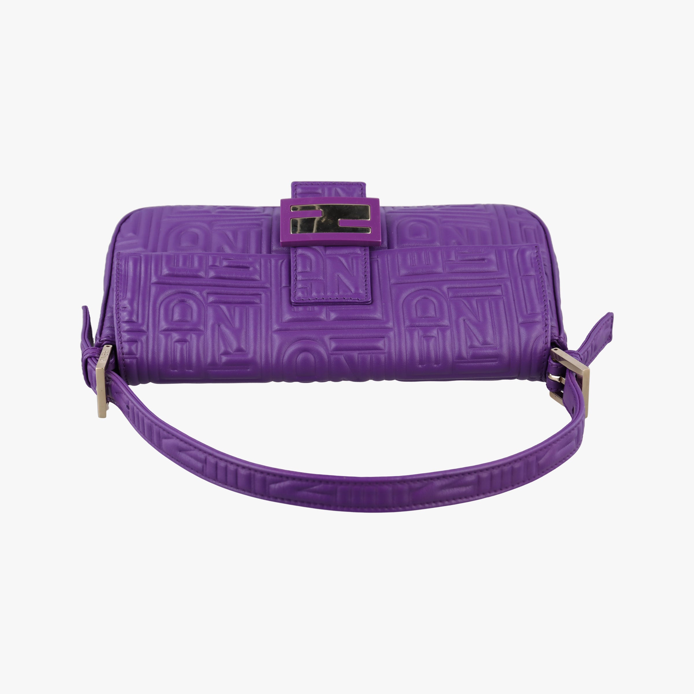 Pre-owned Fendi BAGUETTE Purple Leather 8BR600 shoulderbag | stylenewstar