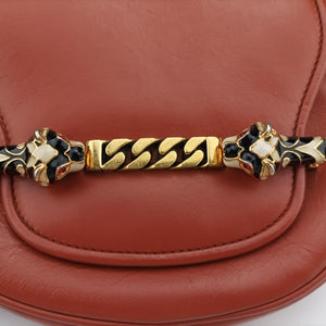 Pre-owned Gucci Nubuck Tigrette Chain Brown leather 290684 shoulderbag | stylenewstar