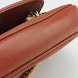 Pre-owned Gucci Nubuck Tigrette Chain Brown leather 290684 shoulderbag | stylenewstar