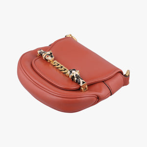 Pre-owned Gucci Nubuck Tigrette Chain Brown leather 290684 shoulderbag | stylenewstar