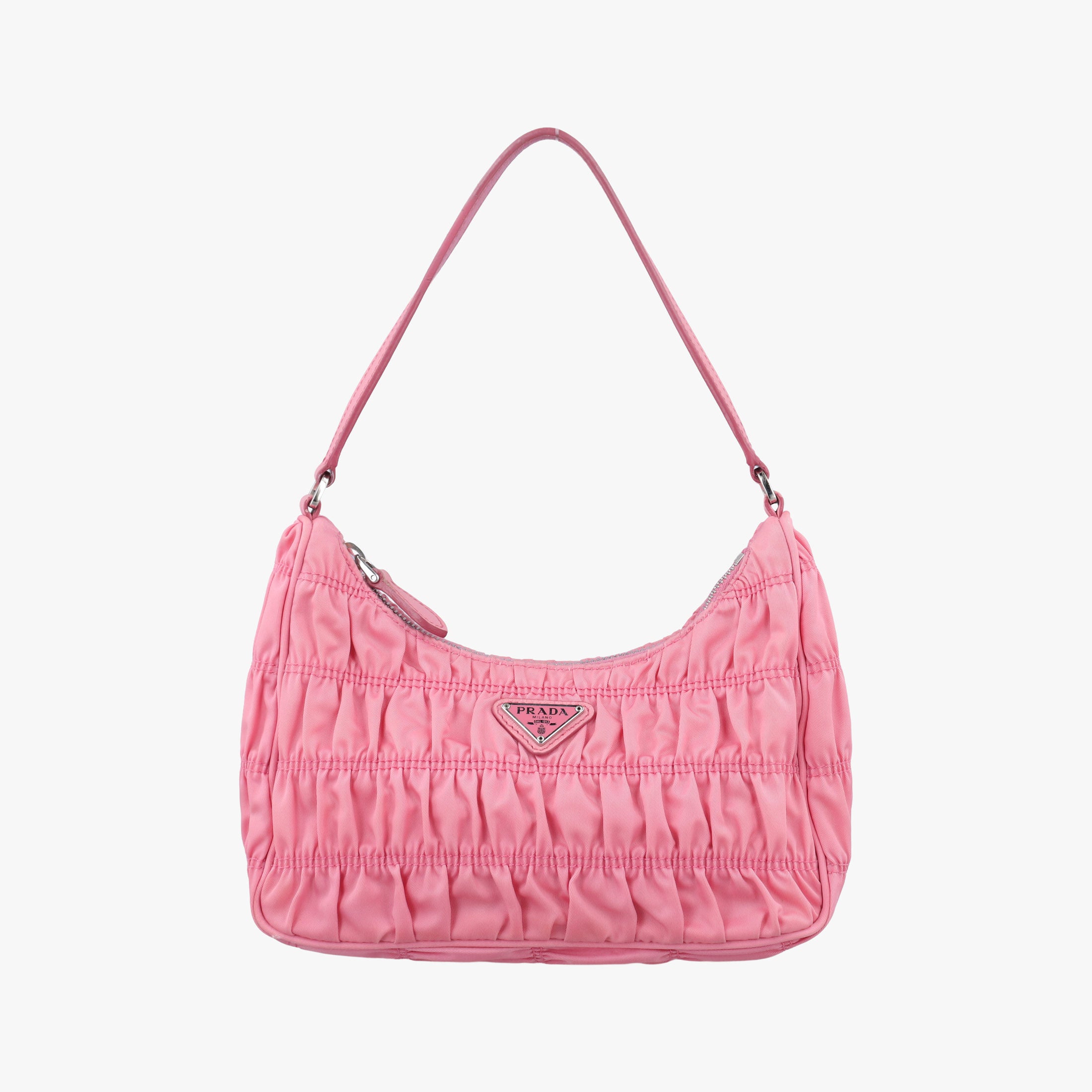 Pre-owned Prada gather Pink nylon 1NE204 handbag | stylenewstar