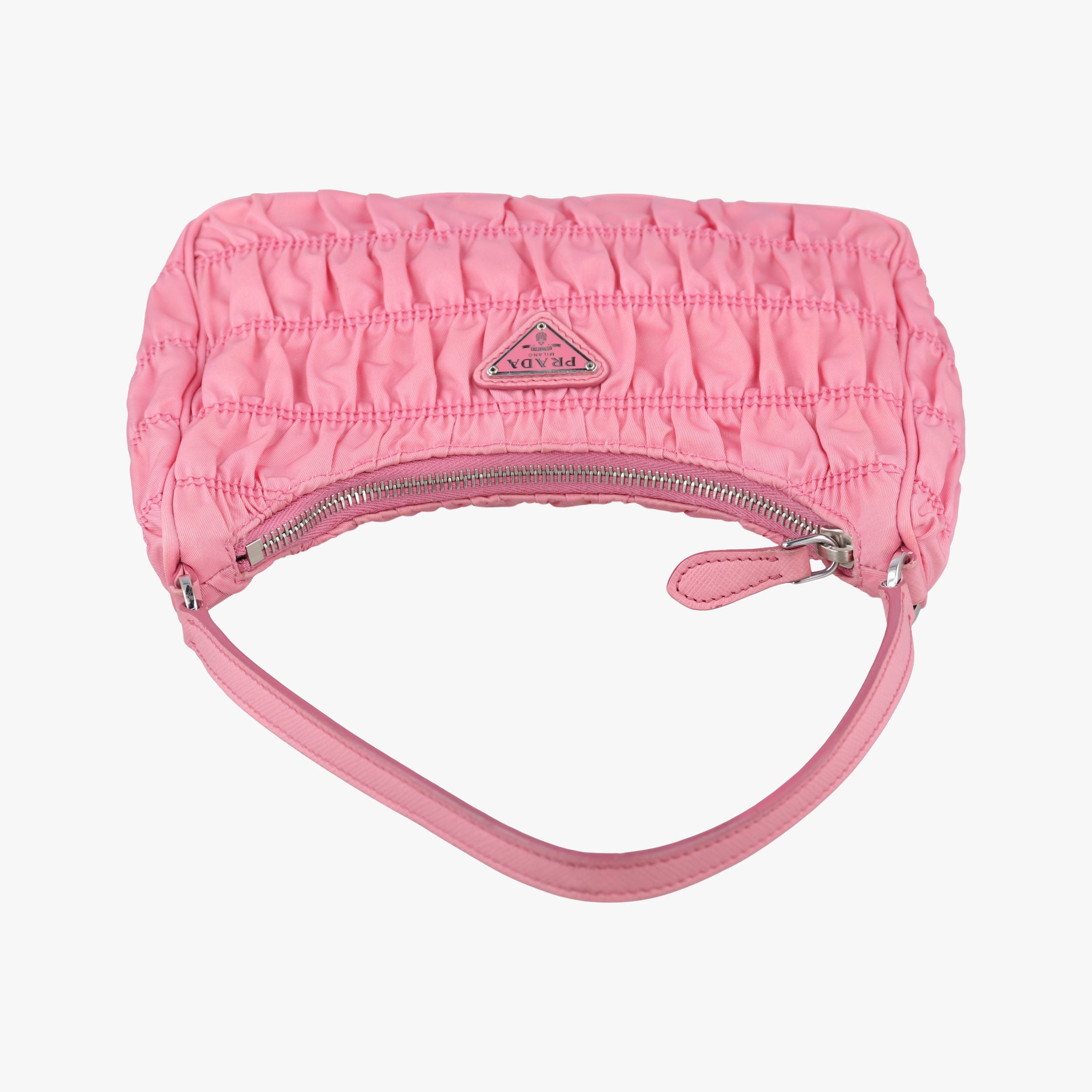 Pre-owned Prada gather Pink nylon 1NE204 handbag | stylenewstar