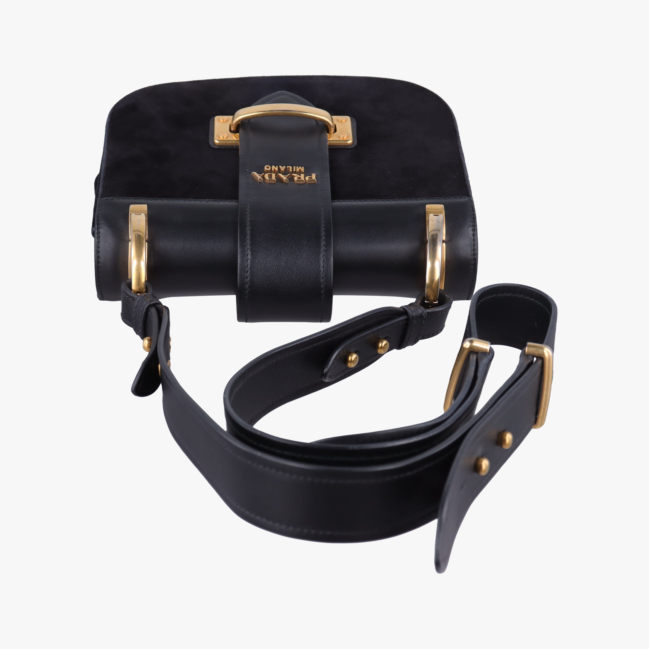 Pre-owned Prada Pionniere Black Leather 1BD074 shoulderbag | stylenewstar