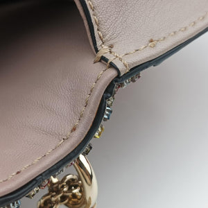 Pre-owned Valentino Glam Lock Multicolor Leather ×Crystal Embellishments  shoulderbag | stylenewstar
