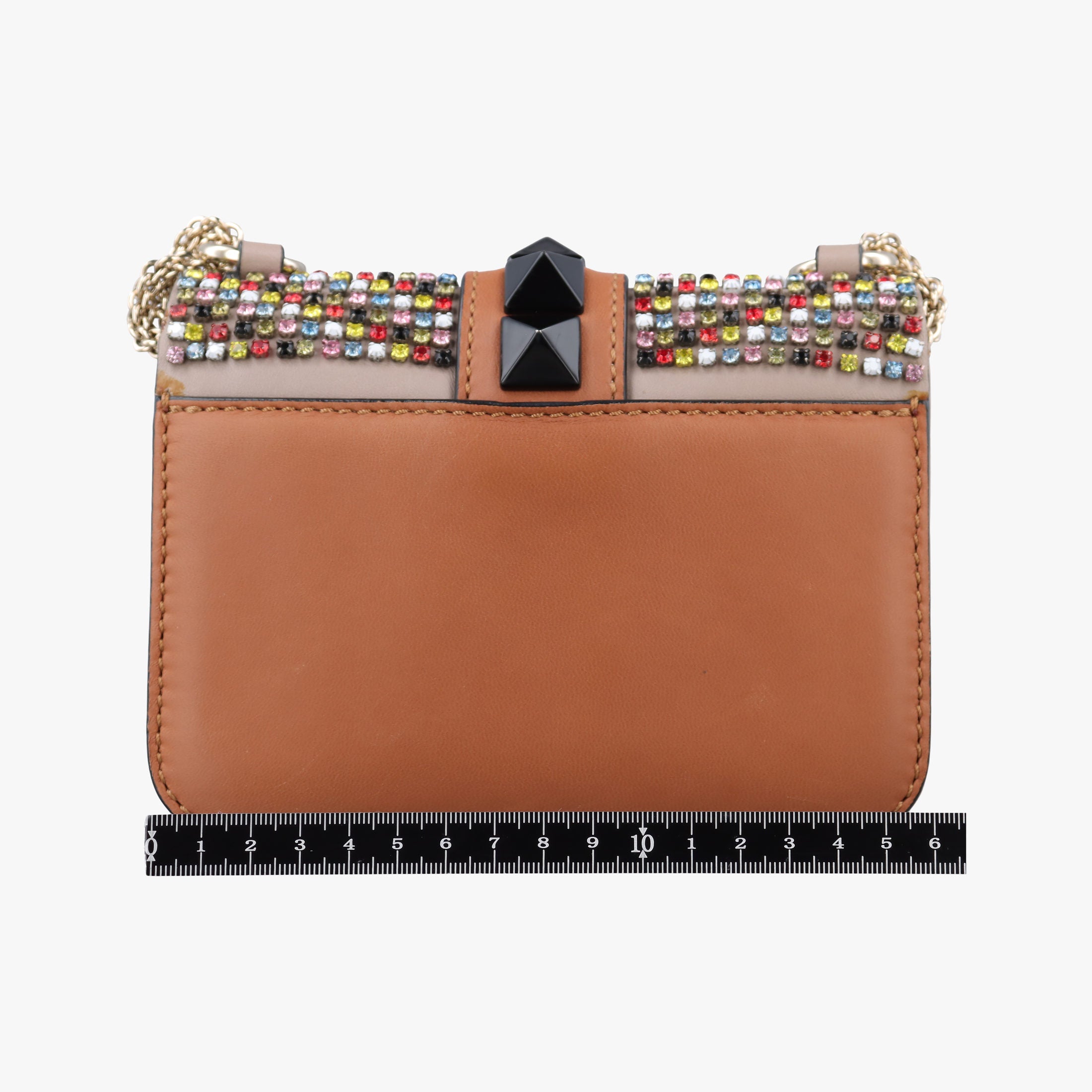 Pre-owned Valentino Glam Lock Multicolor Leather ×Crystal Embellishments  shoulderbag | stylenewstar