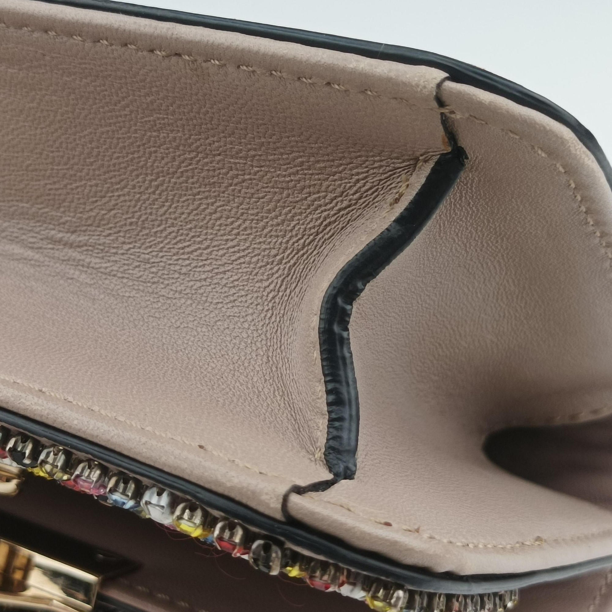 Pre-owned Valentino Glam Lock Multicolor Leather ×Crystal Embellishments  shoulderbag | stylenewstar