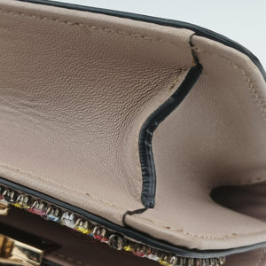 Pre-owned Valentino Glam Lock Multicolor Leather ×Crystal Embellishments  shoulderbag | stylenewstar