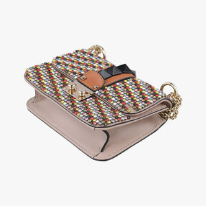 Pre-owned Valentino Glam Lock Multicolor Leather ×Crystal Embellishments  shoulderbag | stylenewstar