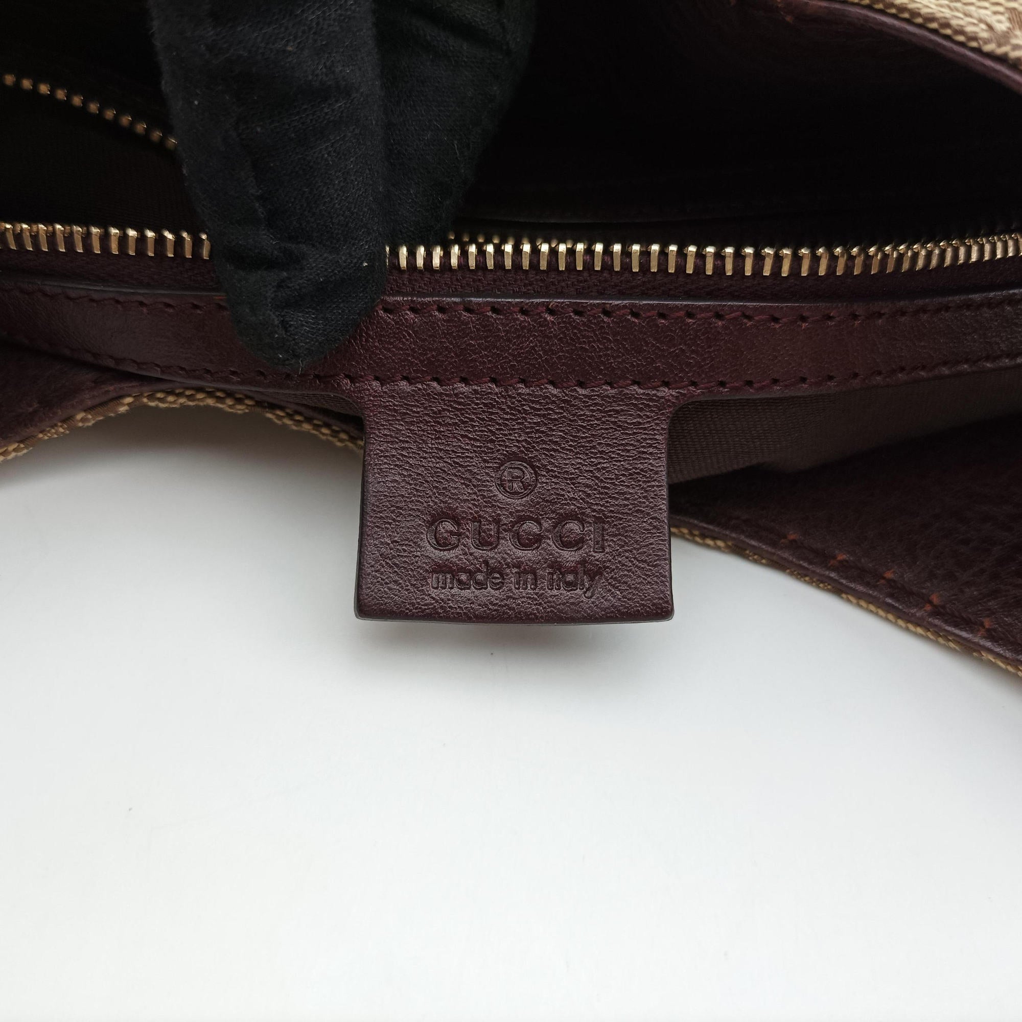 Pre-owned Gucci Charlotte BeigexBordeaux canvasxLeather 203503 shoulderbag | stylenewstar