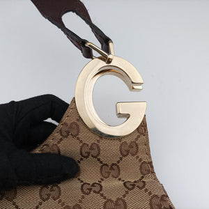 Pre-owned Gucci Charlotte BeigexBordeaux canvasxLeather 203503 shoulderbag | stylenewstar