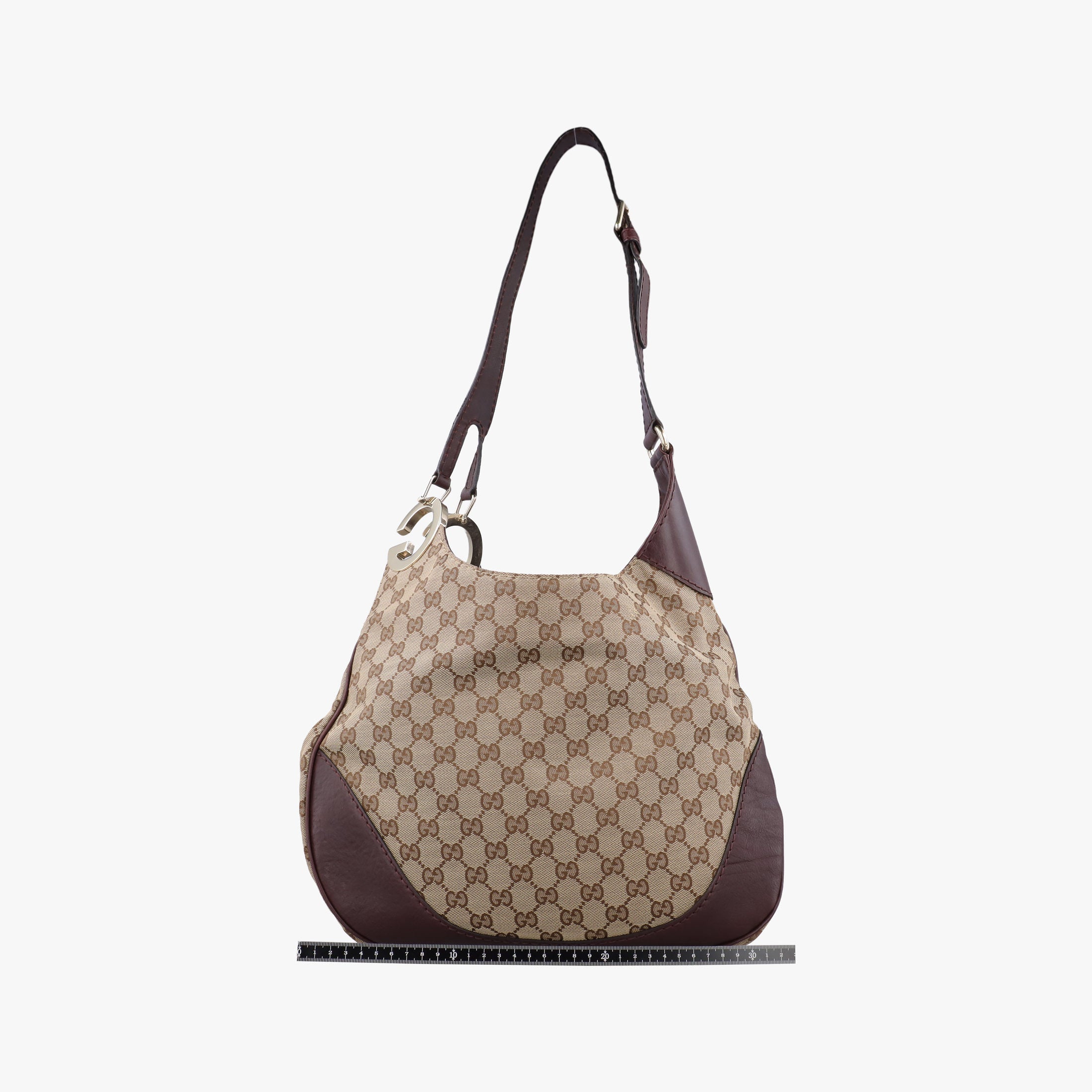 Pre-owned Gucci Charlotte BeigexBordeaux canvasxLeather 203503 shoulderbag | stylenewstar