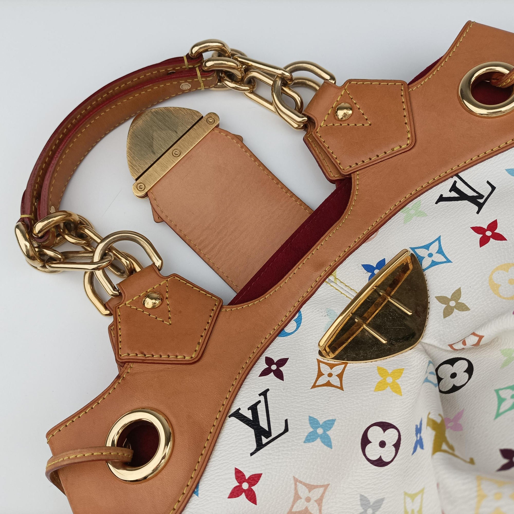Pre-owned Louis Vuitton URSULA white Monogram Multicolor M40123 shoulderbag | stylenewstar