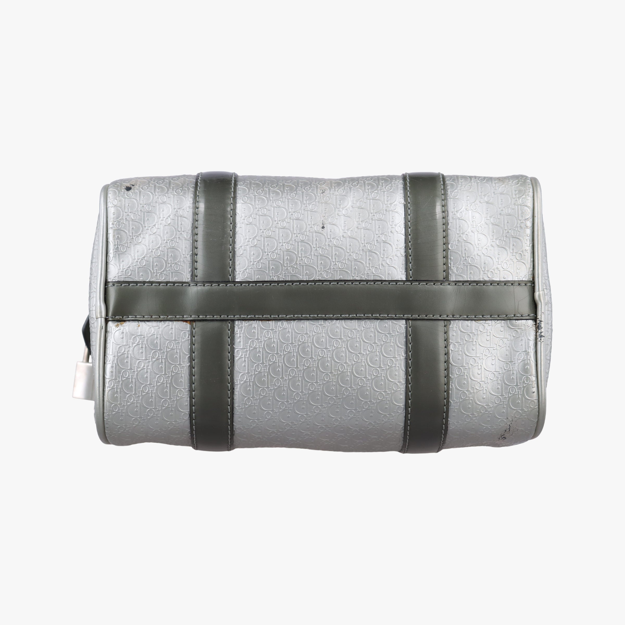 Pre-owned Christian Dior Zucchino Glitter Logo Silver × Gray Leather  handbag | stylenewstar