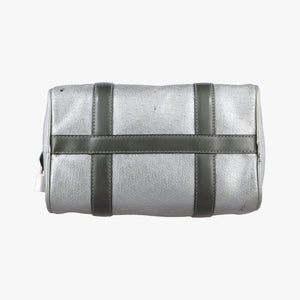 Pre-owned Christian Dior Zucchino Glitter Logo Silver × Gray Leather  handbag | stylenewstar