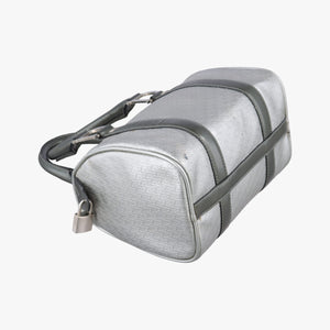 Pre-owned Christian Dior Zucchino Glitter Logo Silver × Gray Leather  handbag | stylenewstar
