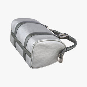 Pre-owned Christian Dior Zucchino Glitter Logo Silver × Gray Leather  handbag | stylenewstar