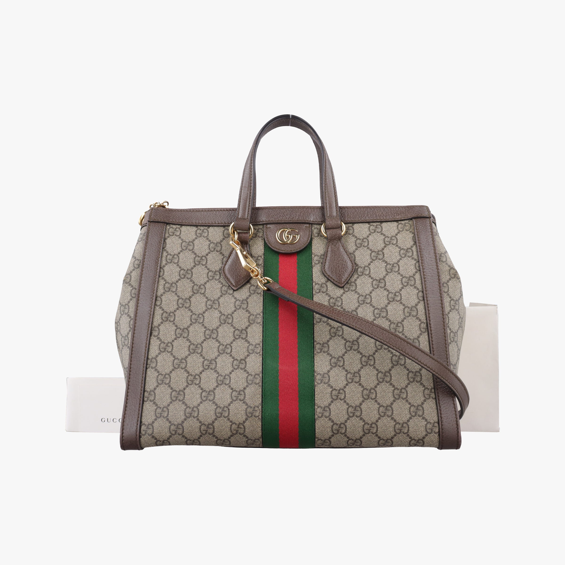 Pre-owned Gucci OPHIDIA Beige×Brown×Red×Green PVC coated canvas×Leather 524537 shoulderbag | stylenewstar