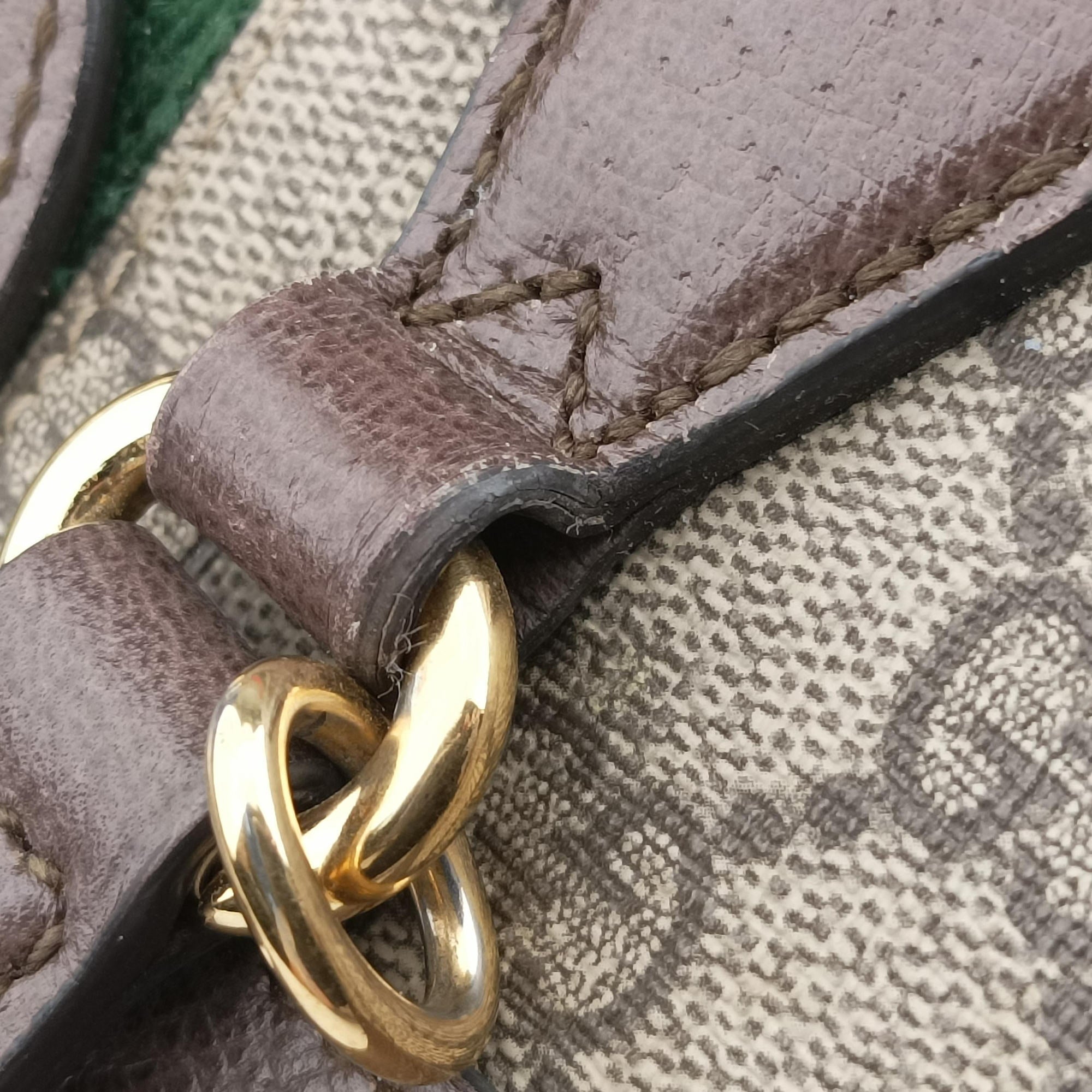 Pre-owned Gucci OPHIDIA Beige×Brown×Red×Green PVC coated canvas×Leather 524537 shoulderbag | stylenewstar