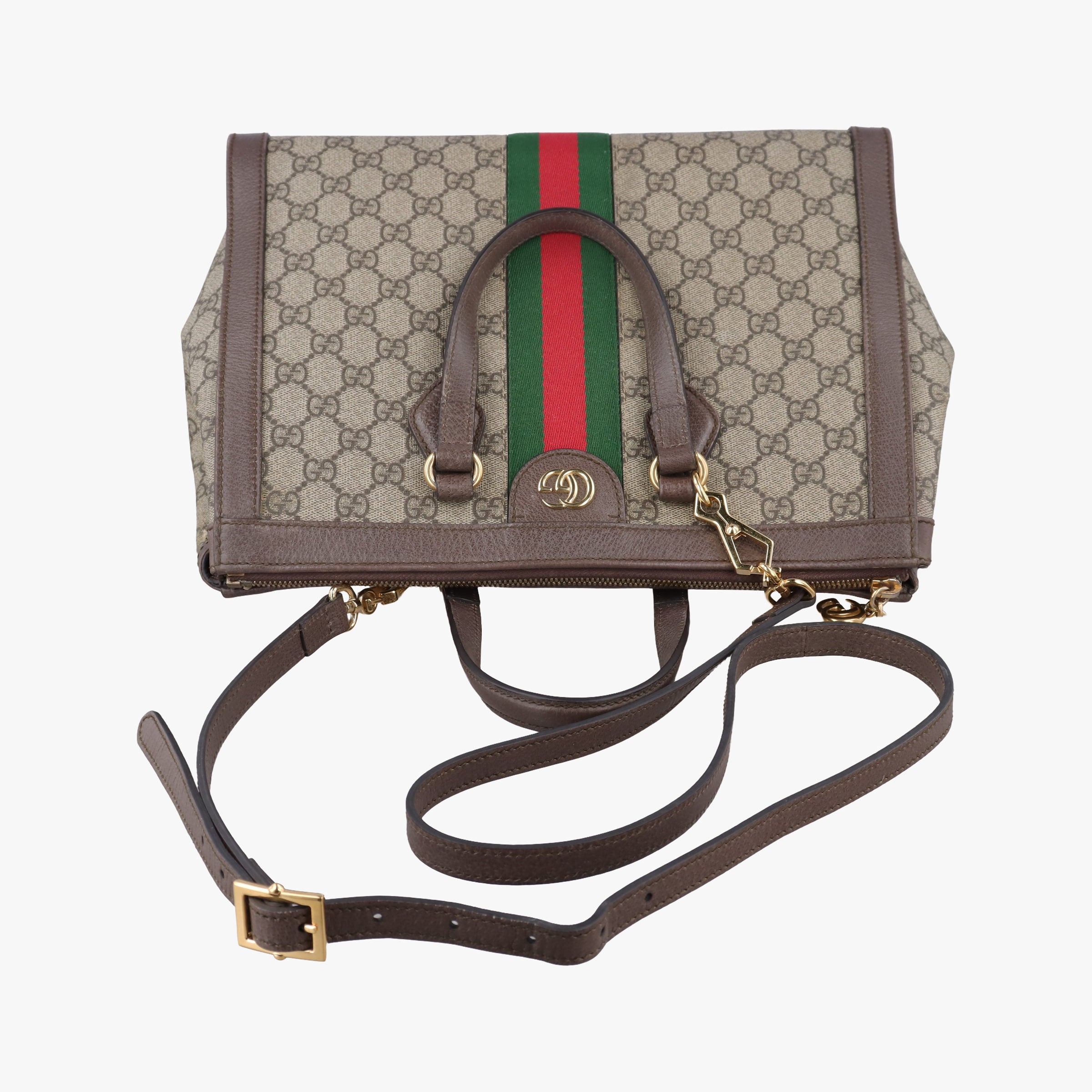 Pre-owned Gucci OPHIDIA Beige×Brown×Red×Green PVC coated canvas×Leather 524537 shoulderbag | stylenewstar