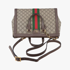 Pre-owned Gucci OPHIDIA Beige×Brown×Red×Green PVC coated canvas×Leather 524537 shoulderbag | stylenewstar