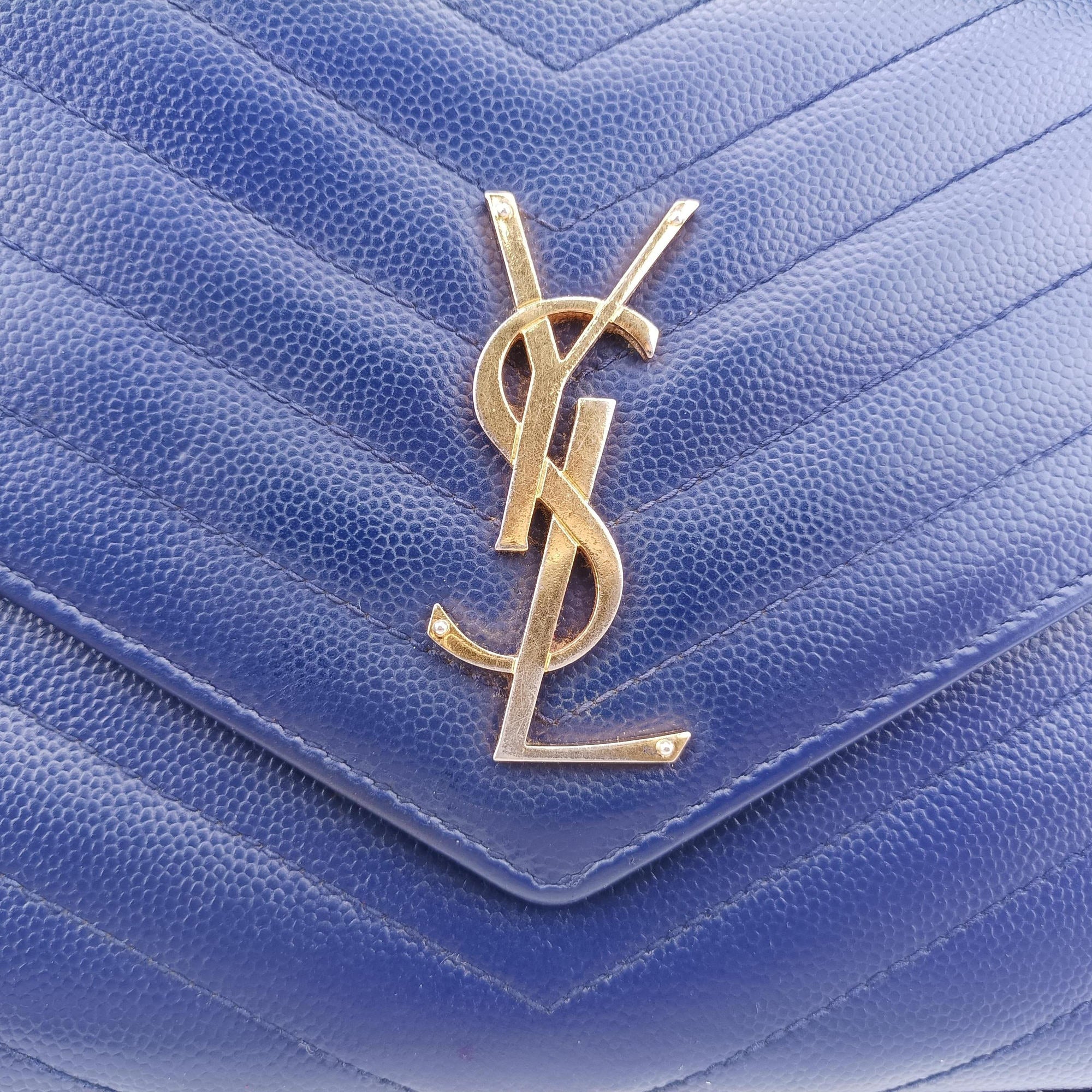 Pre-owned Yves Saint Laurent MONOGRAM Navy Caviar 377828 shoulderbag | stylenewstar